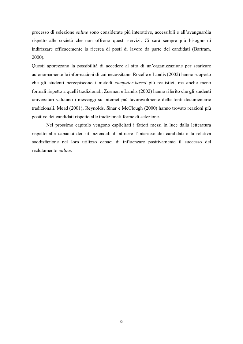 Anteprima della tesi: Casi aziendali di Web recruitment: Attrattività e Soddisfazione dei candidati, Pagina 7