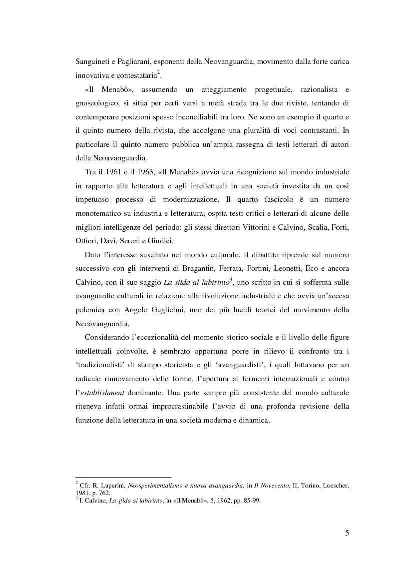 Anteprima della tesi: La rosa nel sasso - Italo Calvino, la Neoavanguardia e il dibattito su letteratura e industria, Pagina 4