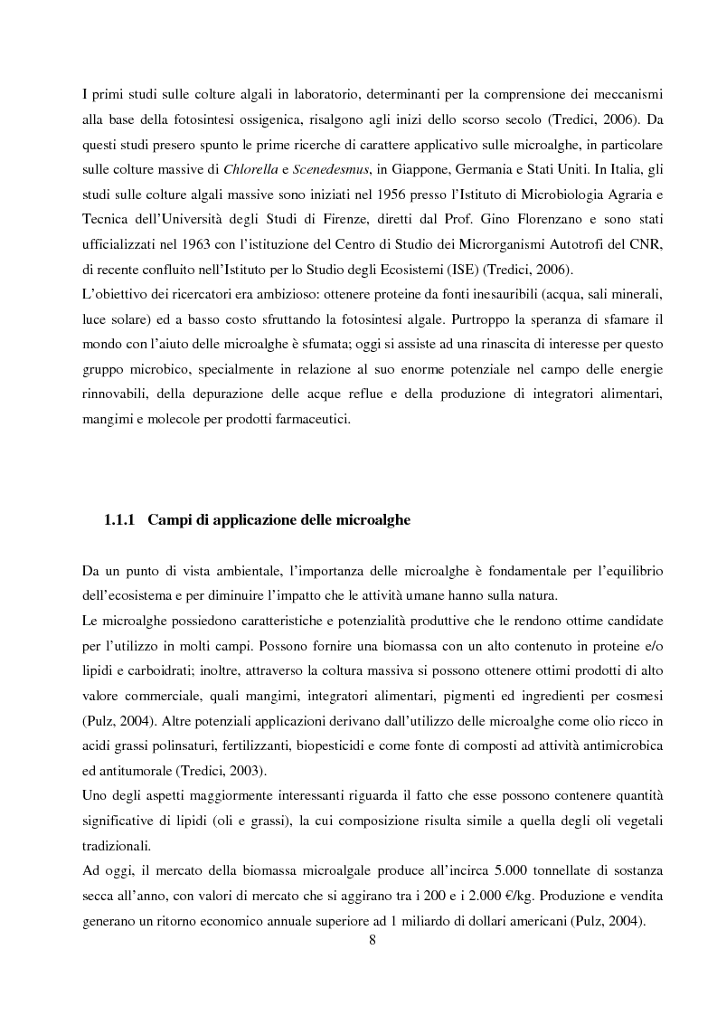 Anteprima della tesi: Utilizzo dei flussi di scarto di impianti di depurazione per lo sviluppo di biomassa algale destinata alla produzione di biogas, Pagina 6