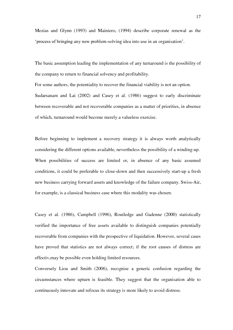 Anteprima della tesi: Turnaround management: corporate renewal and restructuring during times of financial distress, Pagina 9