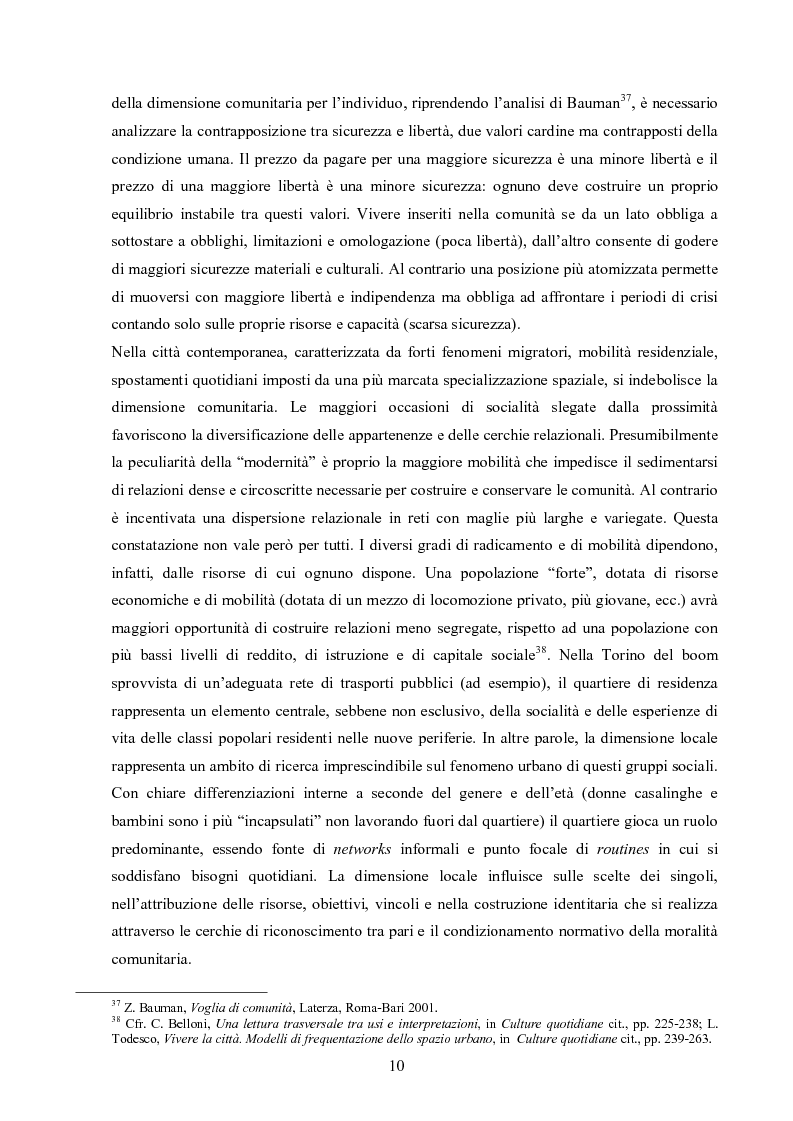 Anteprima della tesi: «Poi c’hanno dato la casa alle Vallette» Privatizzazione domestica, comunità, famiglia nella Torino del miracolo economico, Pagina 11