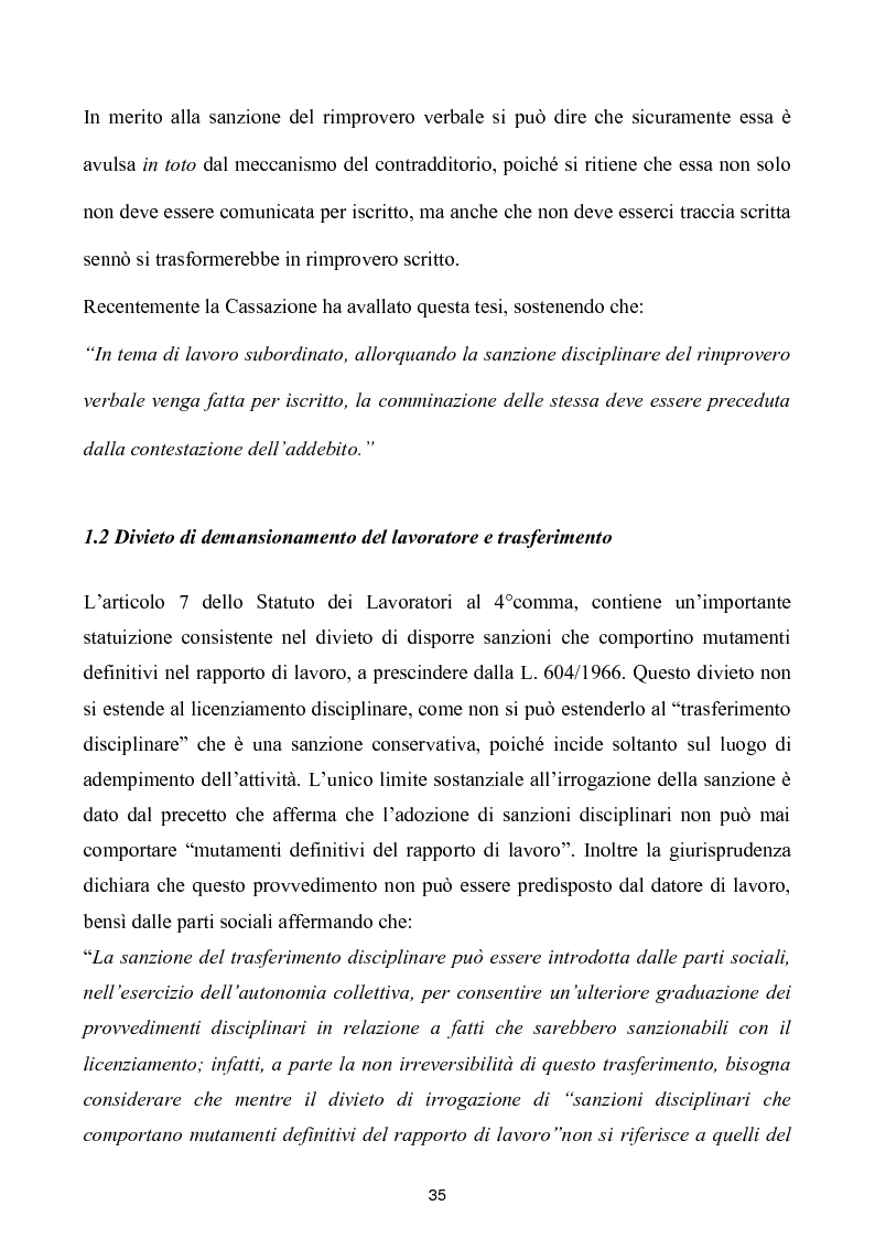 Estratto dalla tesi: Il potere disciplinare del datore di lavoro nel settore privato