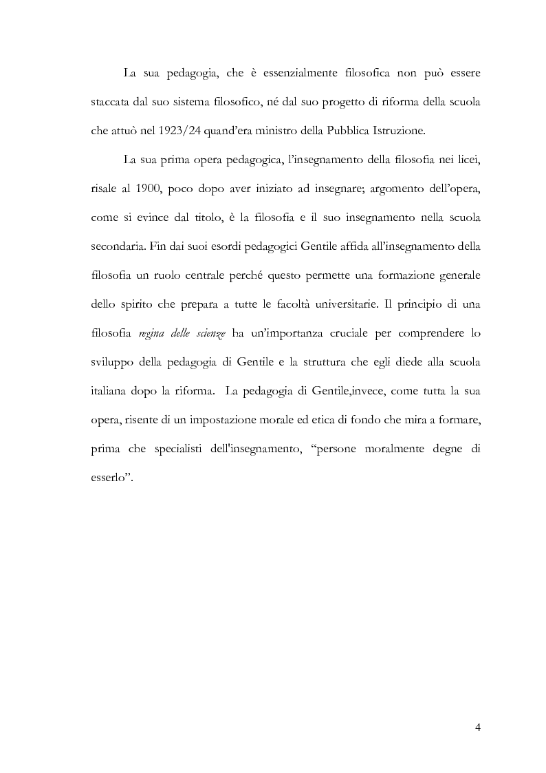 Anteprima della tesi: Rapporto tra filosofia ed educazione nell'attualismo gentiliano, Pagina 4