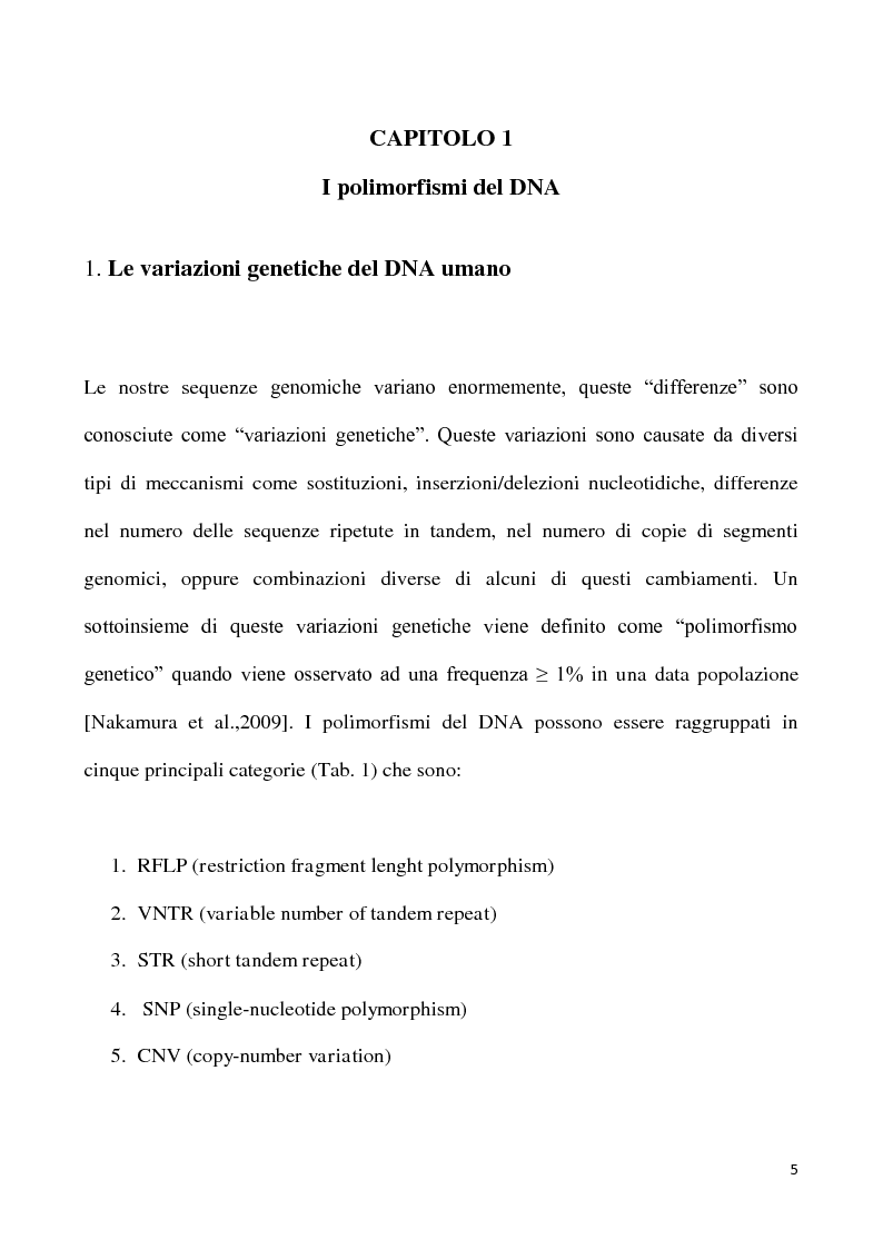 Anteprima della tesi: Single Nucleotide Polymorphisms (SNPs) per l’identificazione individuale, Pagina 4