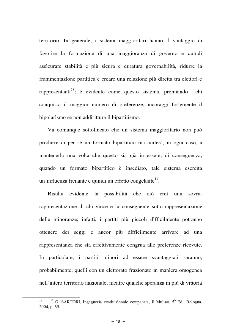 Anteprima della tesi: Il rapporto tra sistema elettorale, sistema dei partiti e forma di governo: il caso italiano alla luce dell'analisi comparata., Pagina 15