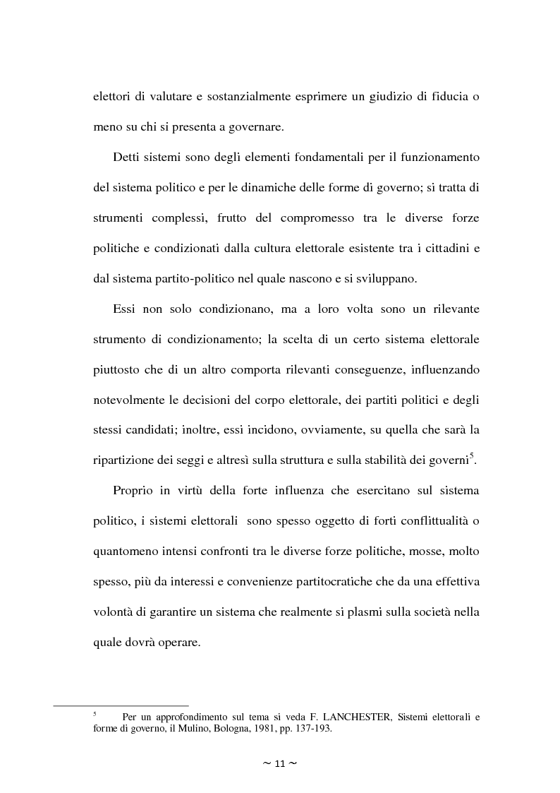 Anteprima della tesi: Il rapporto tra sistema elettorale, sistema dei partiti e forma di governo: il caso italiano alla luce dell'analisi comparata., Pagina 8