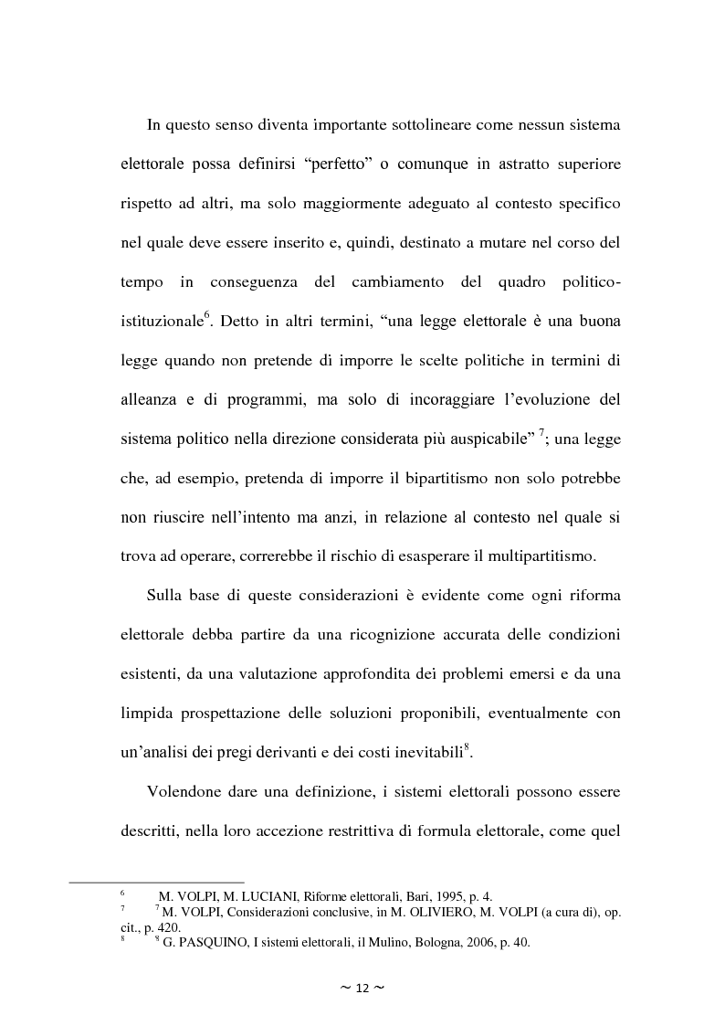 Anteprima della tesi: Il rapporto tra sistema elettorale, sistema dei partiti e forma di governo: il caso italiano alla luce dell'analisi comparata., Pagina 9