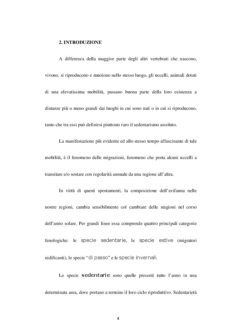 Anteprima della tesi: Studio temporale dell'avifauna stanziale e migratoria del lago di Angitola (vv) (Oasi del WWF), Pagina 4