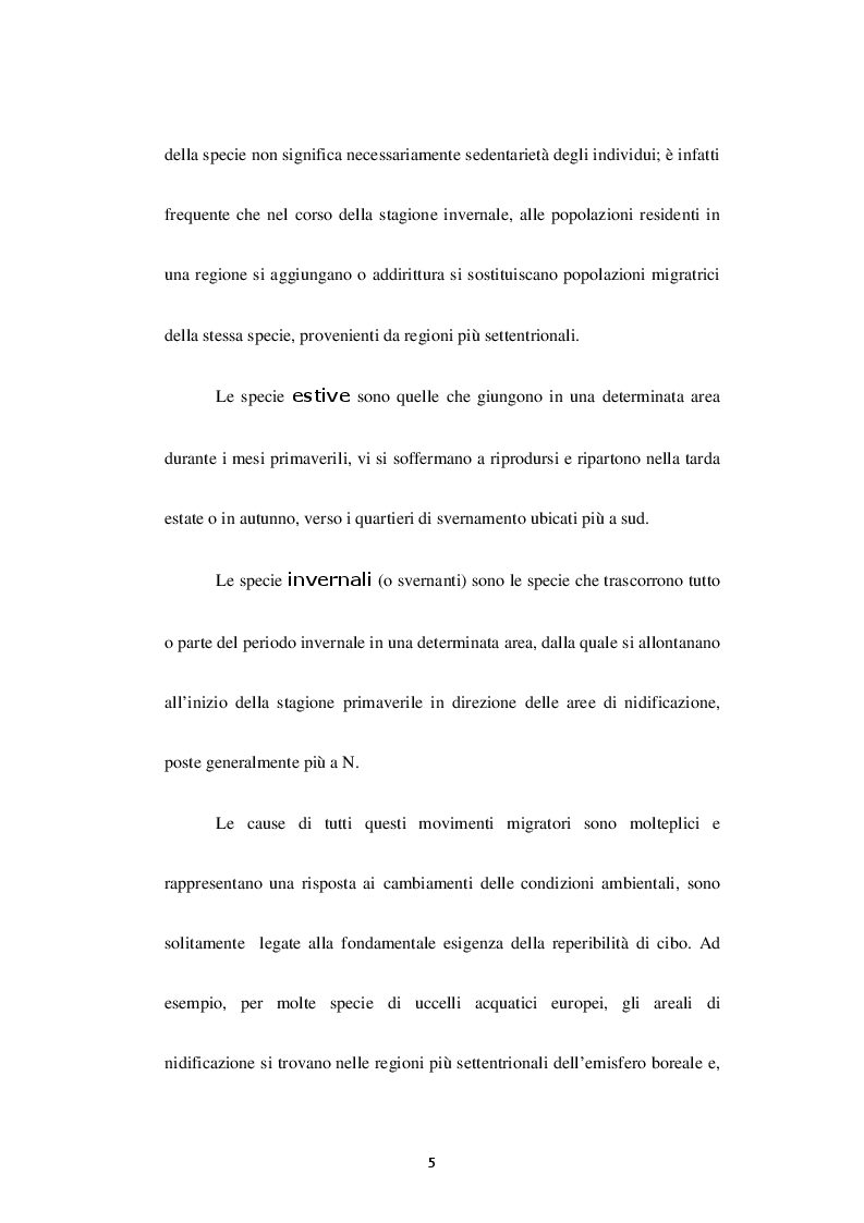 Anteprima della tesi: Studio temporale dell'avifauna stanziale e migratoria del lago di Angitola (vv) (Oasi del WWF), Pagina 5
