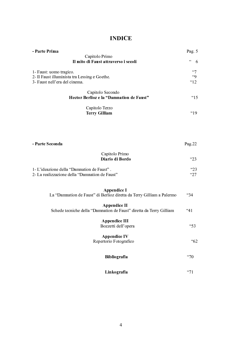 Indice della tesi: La ''Damnation de Faust'' di Terry Gilliam, Pagina 1