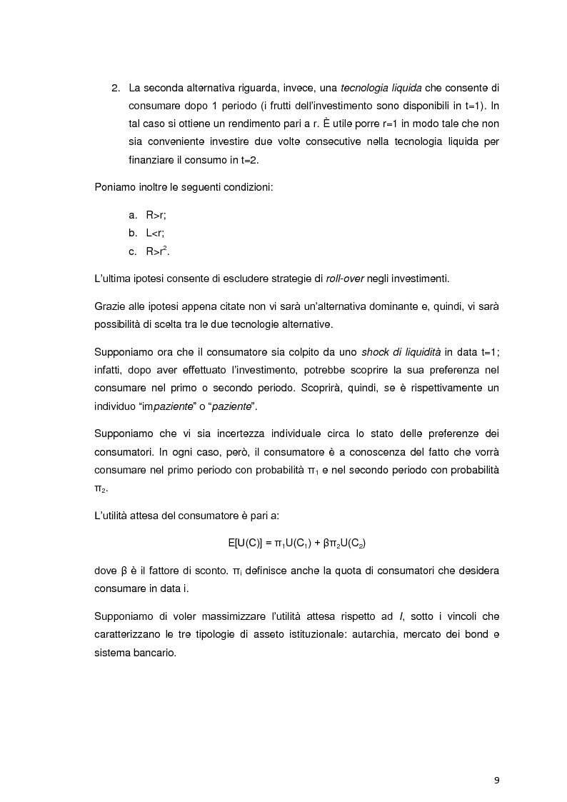 Anteprima della tesi: Fragilità finanziaria e rischio sistemico: il modello di Diamond & Rajan, Pagina 5
