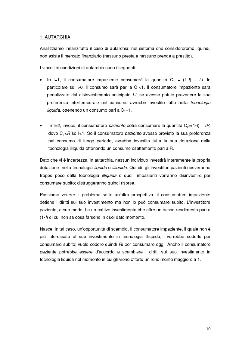 Anteprima della tesi: Fragilità finanziaria e rischio sistemico: il modello di Diamond & Rajan, Pagina 6