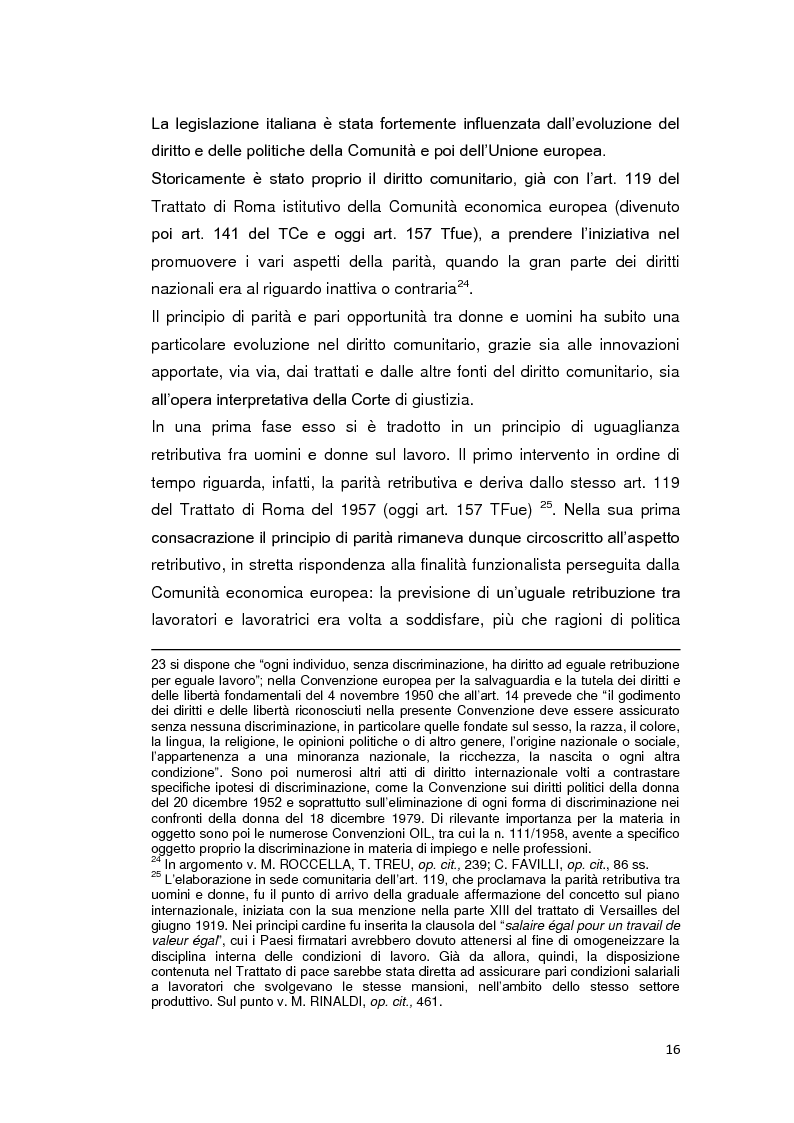 Anteprima della tesi: Parità uomo donna in materia di lavoro, Pagina 14