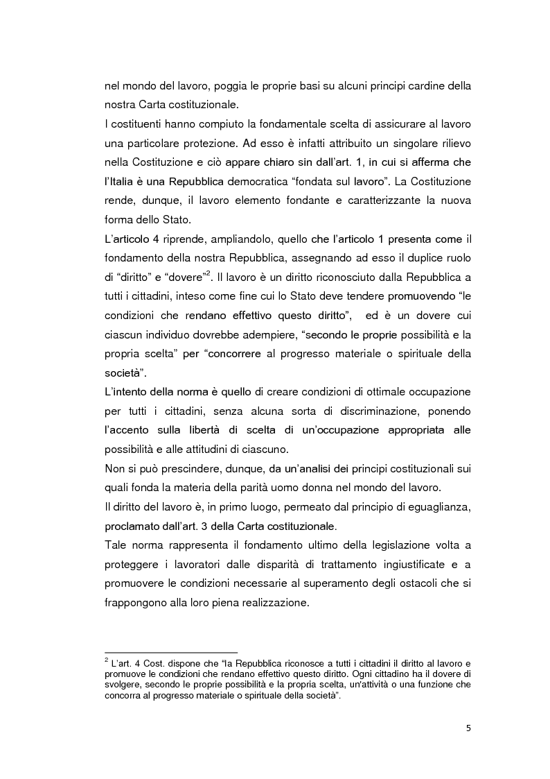 Anteprima della tesi: Parità uomo donna in materia di lavoro, Pagina 3