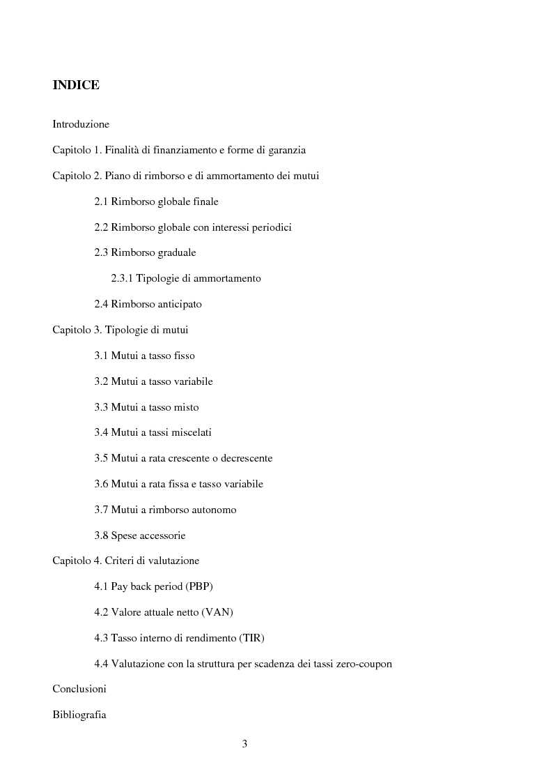 Indice della tesi: Criteri di valutazione di operazioni finanziarie, Pagina 1