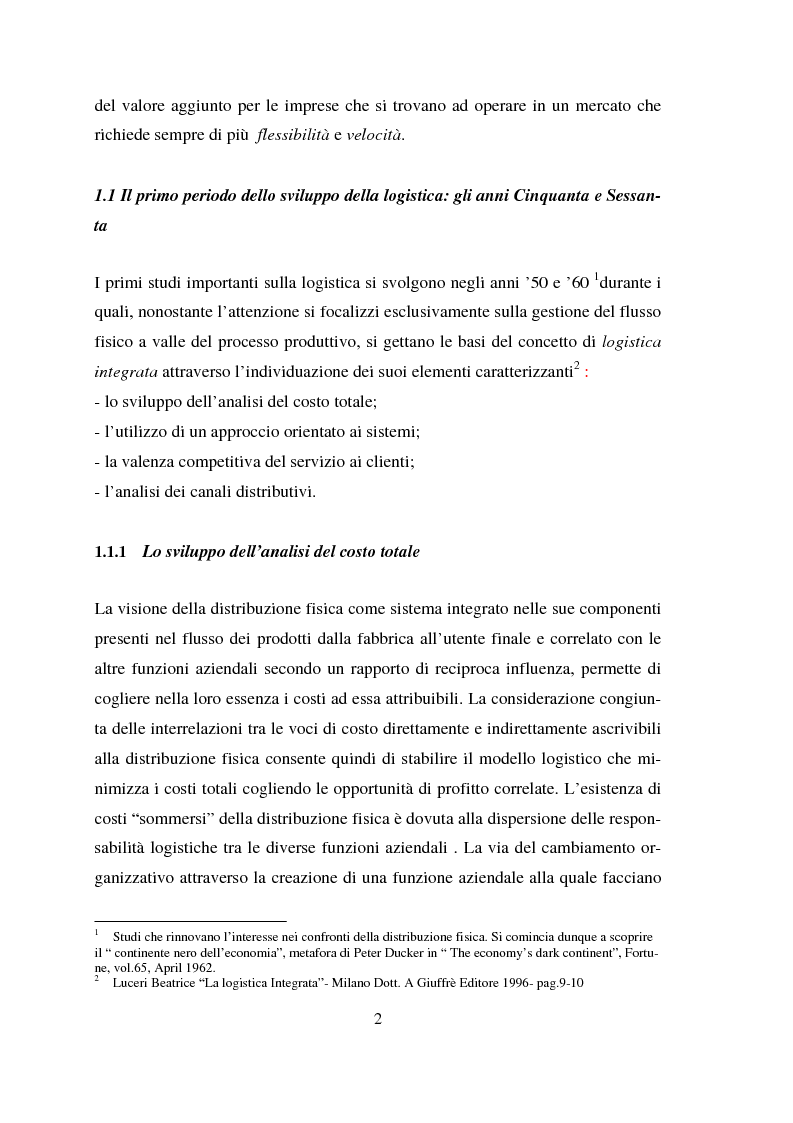Anteprima della tesi: Il ruolo della logistica nella produzione su commessa: Il caso Jordan Technologies Europe, Pagina 3