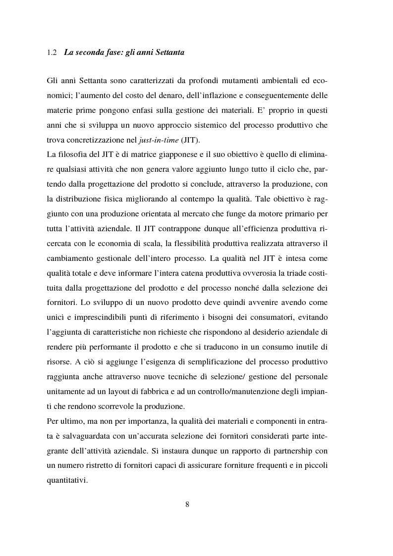 Anteprima della tesi: Il ruolo della logistica nella produzione su commessa: Il caso Jordan Technologies Europe, Pagina 9