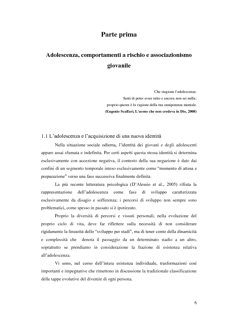 Anteprima della tesi: Fattori di protezione dei comportamenti a rischio:il ruolo dell'appartenenza associativa, Pagina 4