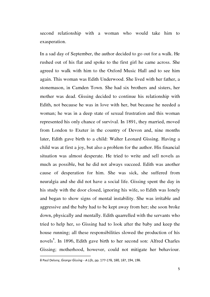Anteprima della tesi: Women's Role in the Late-Victorian England: George Gissing's The Odd Women and the 19th century Debate on Marriage and Divorce, Pagina 6