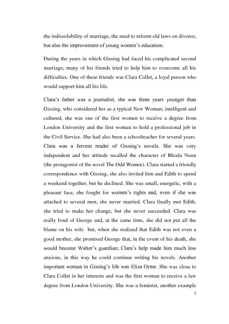 Anteprima della tesi: Women's Role in the Late-Victorian England: George Gissing's The Odd Women and the 19th century Debate on Marriage and Divorce, Pagina 8
