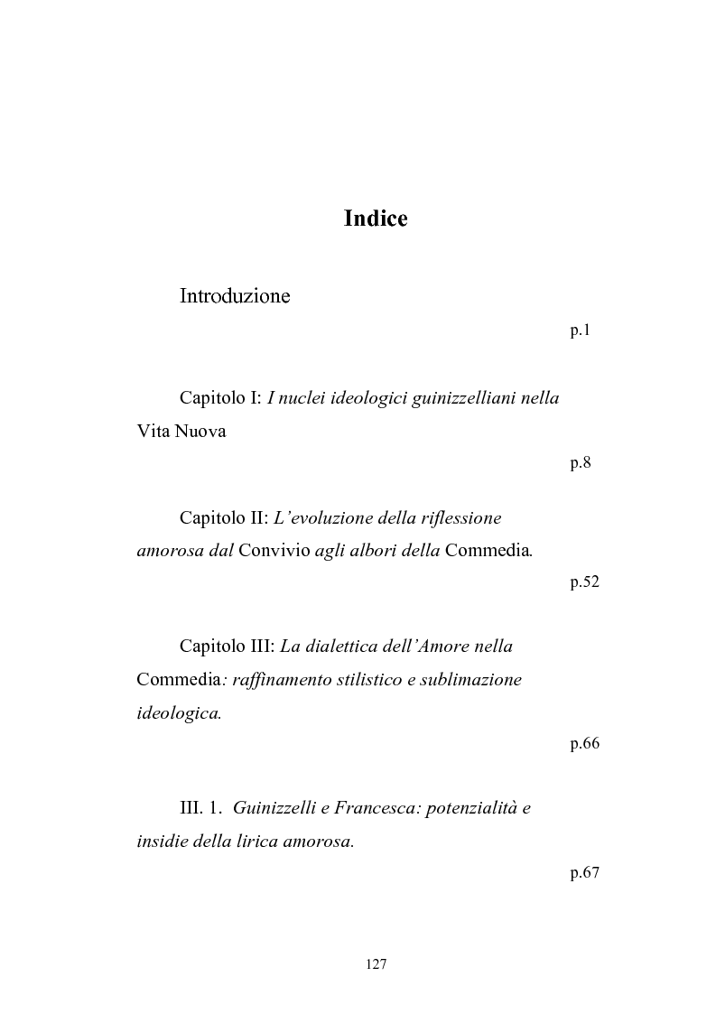 Indice della tesi: Tra Guinizzelli e Dante: dall'eros alla caritas, Pagina 1