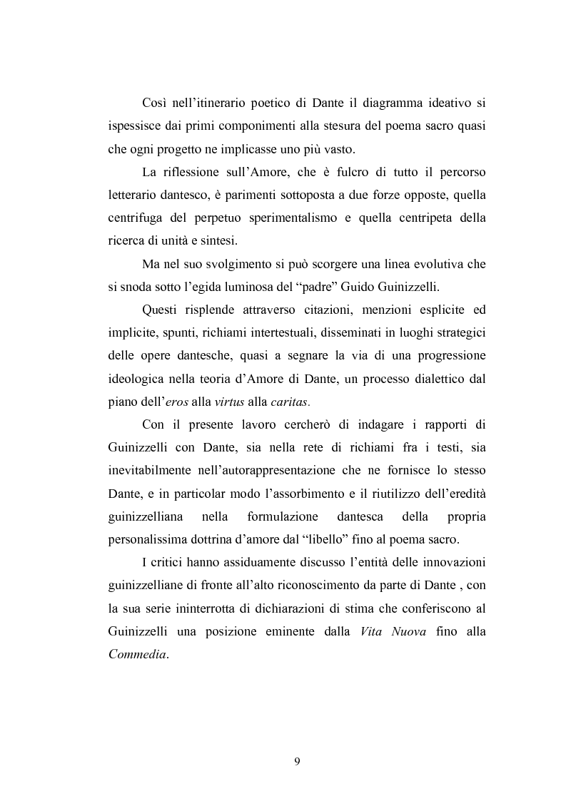 Anteprima della tesi: Tra Guinizzelli e Dante: dall'eros alla caritas, Pagina 10