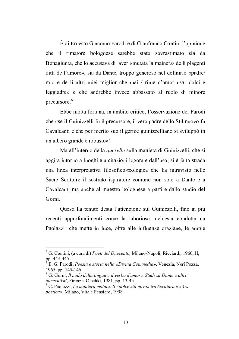 Anteprima della tesi: Tra Guinizzelli e Dante: dall'eros alla caritas, Pagina 11