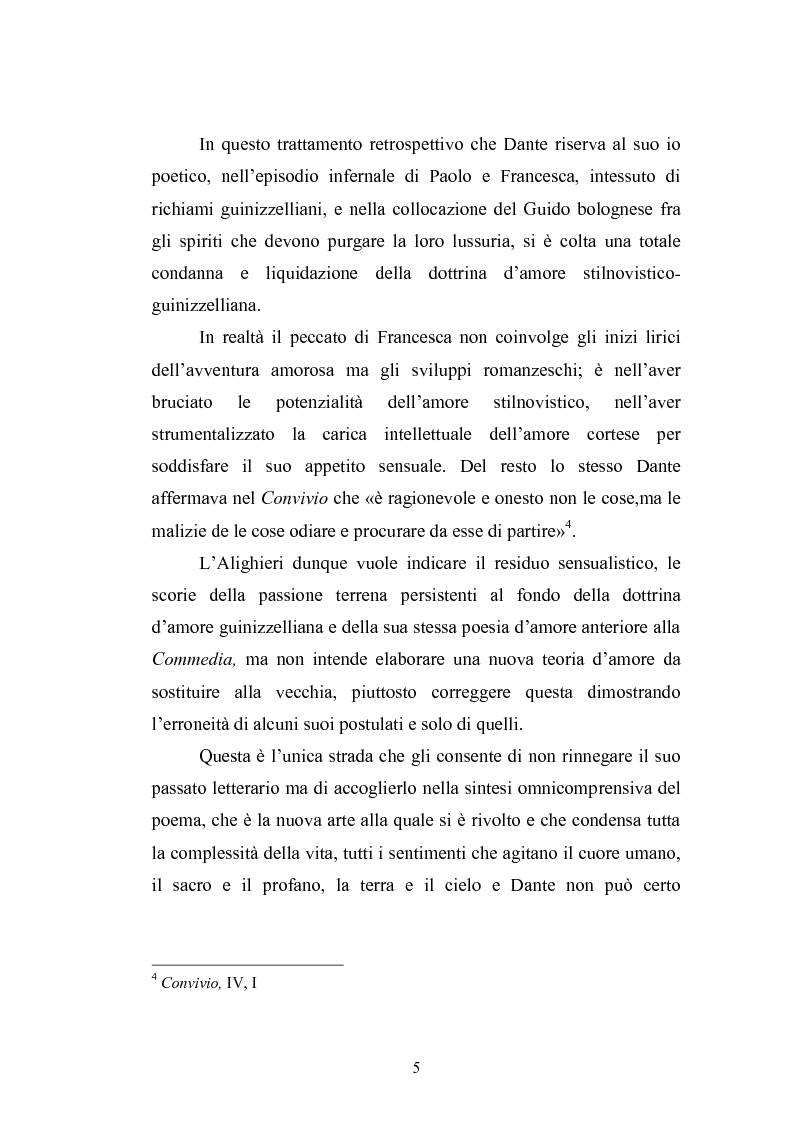 Anteprima della tesi: Tra Guinizzelli e Dante: dall'eros alla caritas, Pagina 6