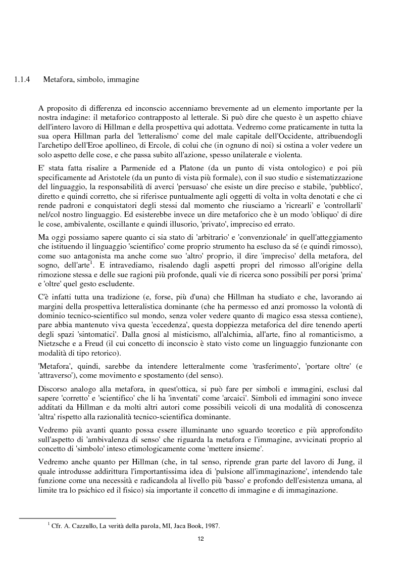 Anteprima della tesi: Mito, Anima, Immaginazione, Cosmologia: un Itinerario in James Hillman, Pagina 11