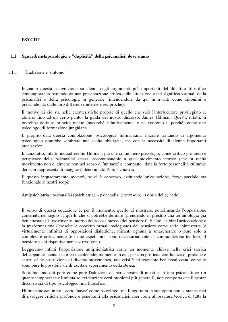 Anteprima della tesi: Mito, Anima, Immaginazione, Cosmologia: un Itinerario in James Hillman, Pagina 4