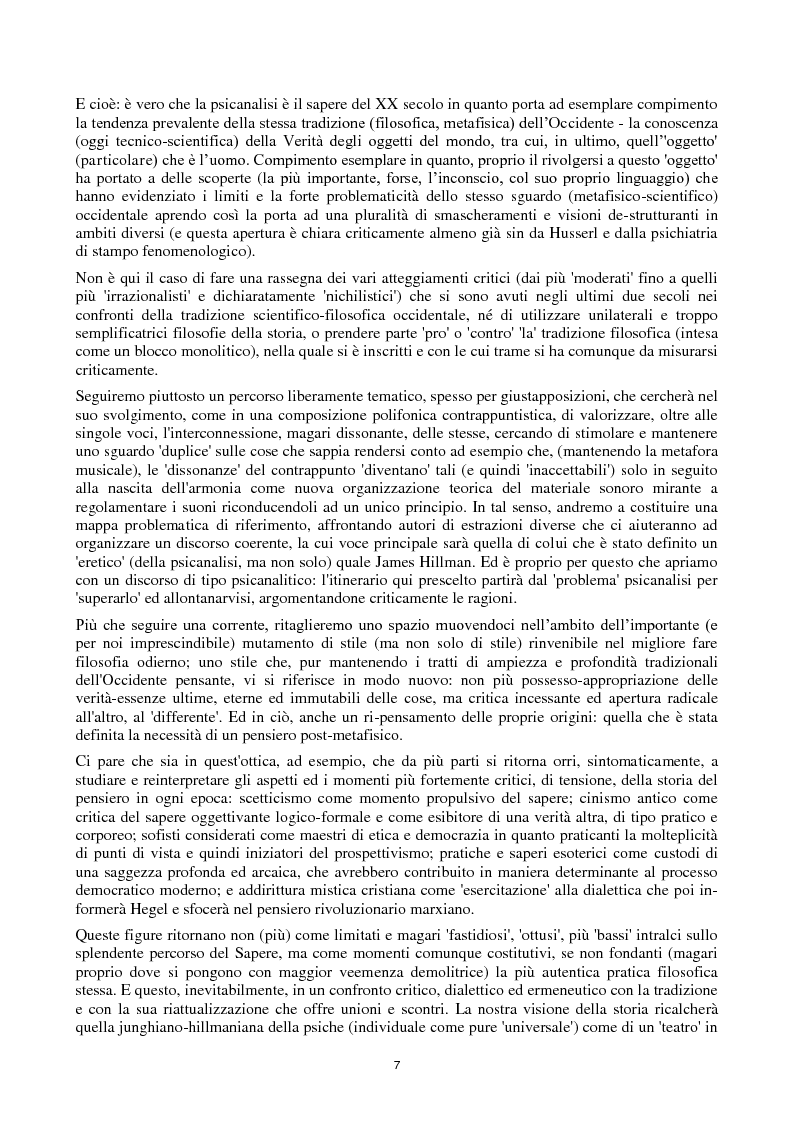 Anteprima della tesi: Mito, Anima, Immaginazione, Cosmologia: un Itinerario in James Hillman, Pagina 6