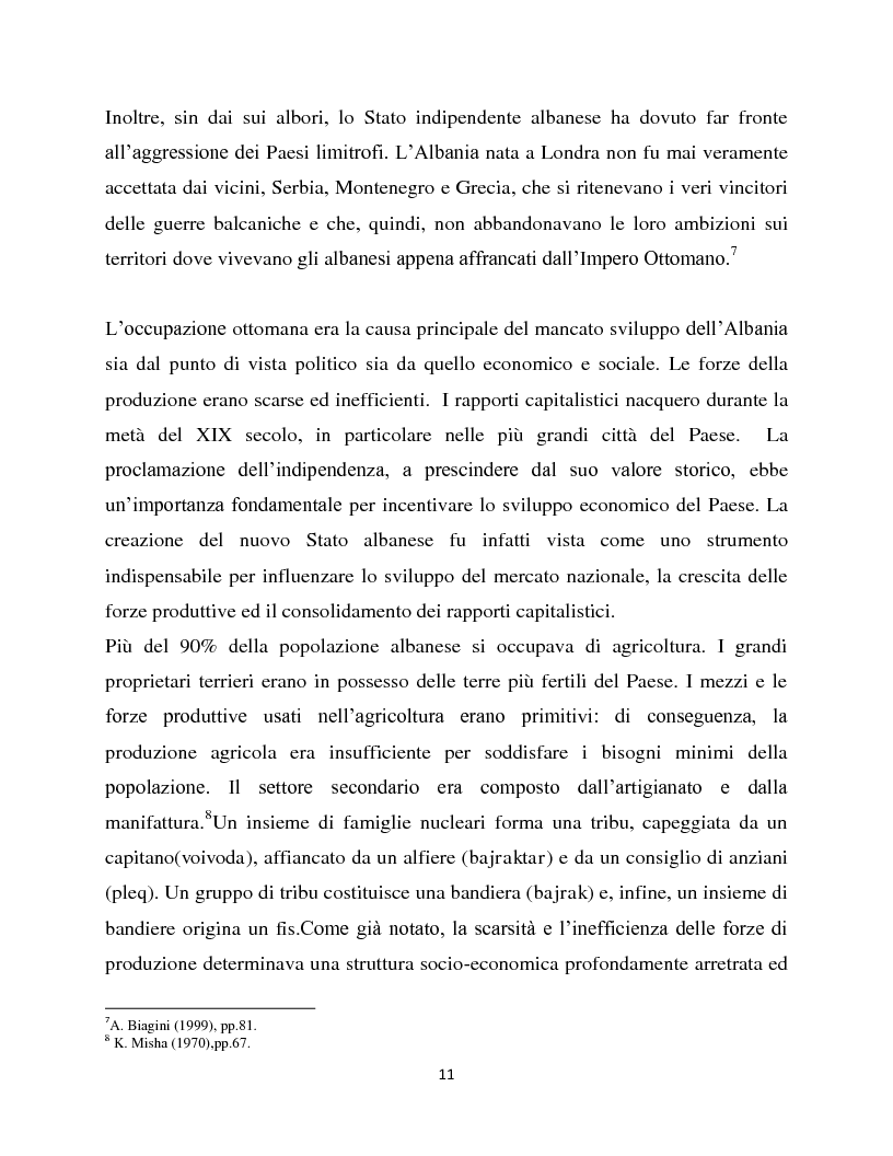 Anteprima della tesi: Gli aspetti principali della storia economica dell'Albania nel periodo 1912-1950, Pagina 4