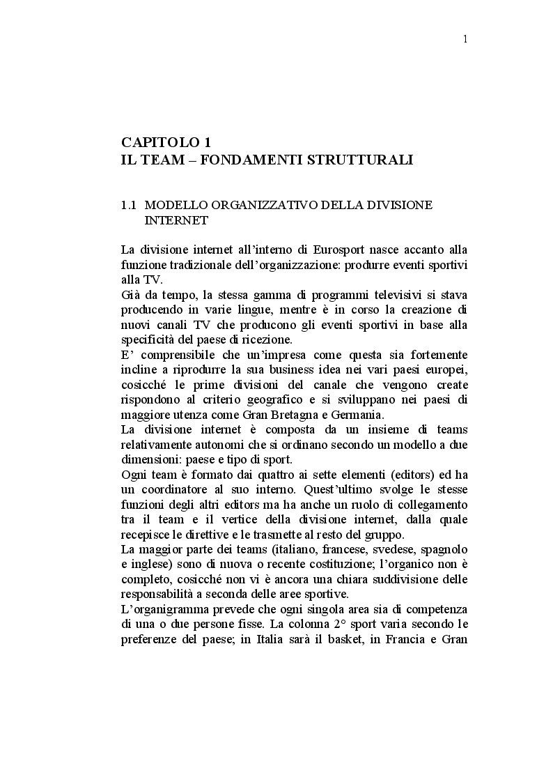 Anteprima della tesi: La redazione del sito Internet Eurosport e processi di attivazione nell'informazione sportiva, Pagina 6