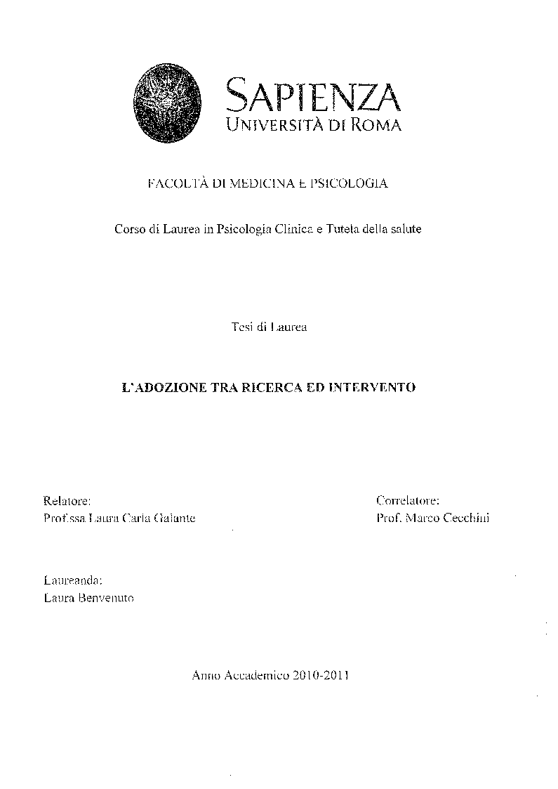 Anteprima della tesi: L'adozione tra ricerca ed intervento, Pagina 1