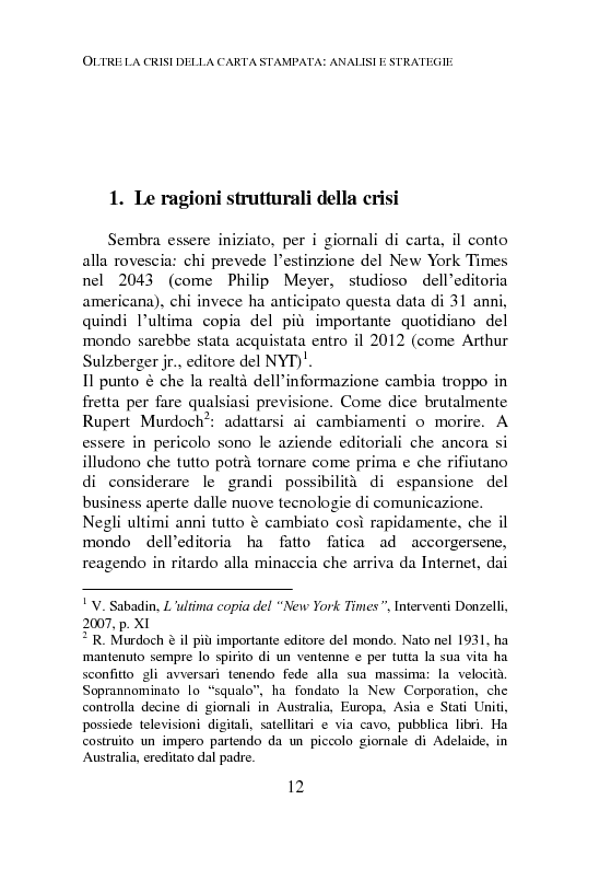 Anteprima della tesi: Oltre la crisi della carta stampata: analisi e strategie , Pagina 6