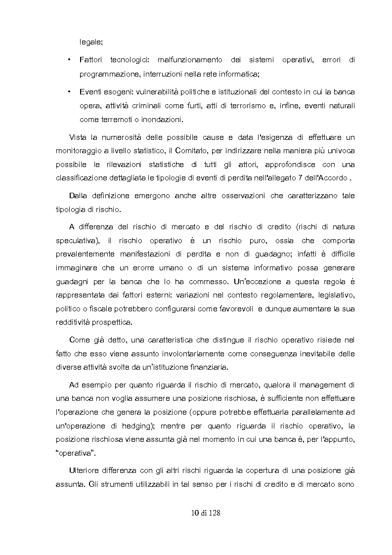 Anteprima della tesi: Il rischio operativo: l'utilizzo delle reti neurali per la previsione del rischio di frode, Pagina 8