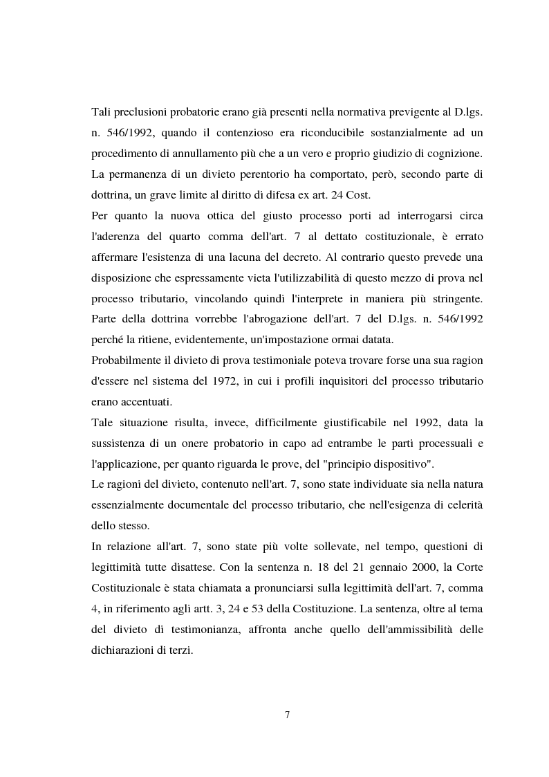 Anteprima della tesi: Le dichiarazioni di terzi nel processo tributario, Pagina 4
