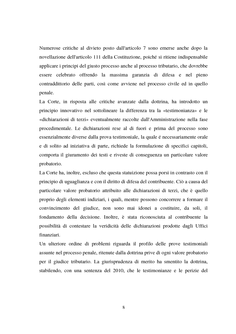 Anteprima della tesi: Le dichiarazioni di terzi nel processo tributario, Pagina 5