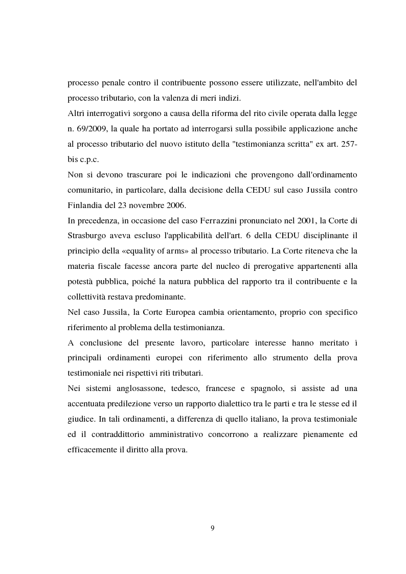 Anteprima della tesi: Le dichiarazioni di terzi nel processo tributario, Pagina 6