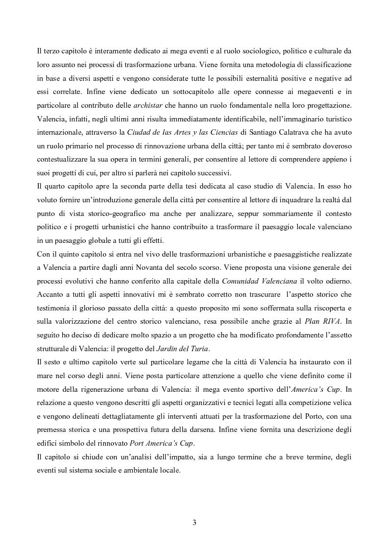 Anteprima della tesi: I mega eventi come strumenti di marketing urbano: il caso della riqualificazione di Valencia, Pagina 4