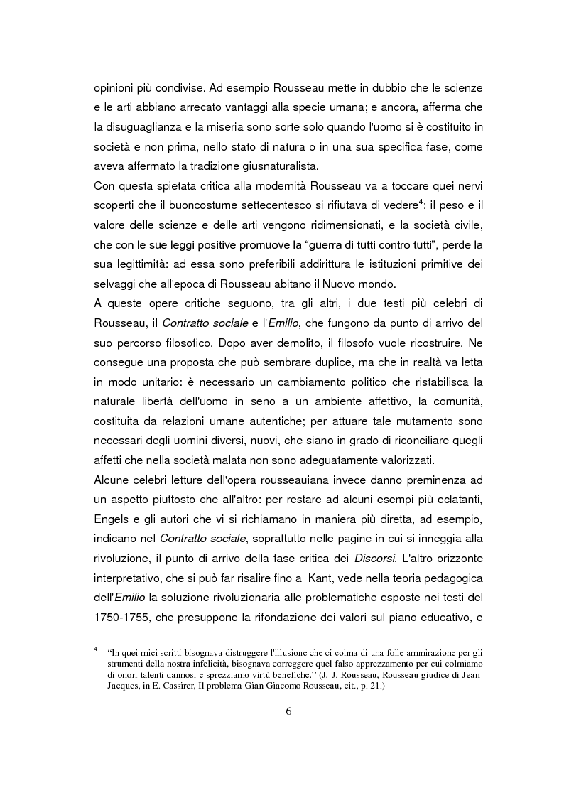 Anteprima della tesi: "Tutti i mali sono colpa vostra", politica ed educazione nel progetto di Rousseau, Pagina 3