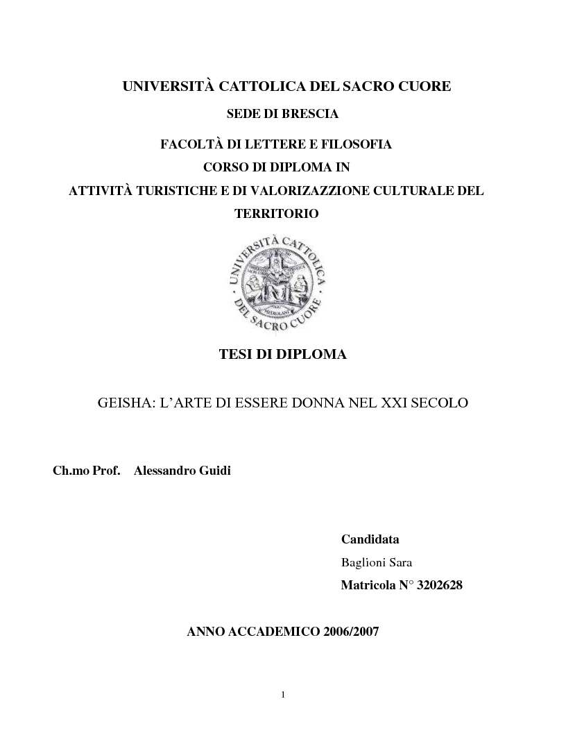 Anteprima della tesi: Geisha, l'arte di essere donna nel XXI secolo, Pagina 1