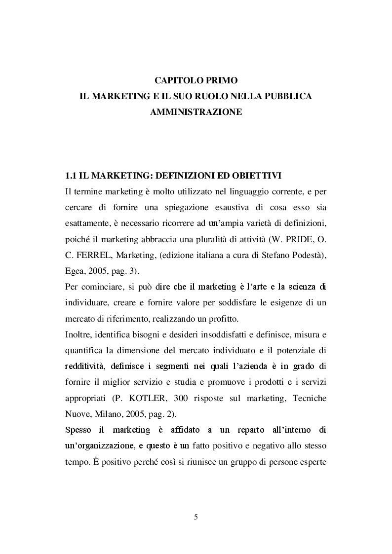 Anteprima della tesi: Il marketing pubblico: il piano strategico del Comune di Catanzaro, Pagina 4