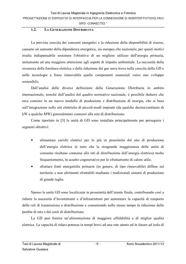 Anteprima della tesi: Progettazione di dispositivi di interfaccia per la connessione di inverter fotovoltaici grid-connected, Pagina 5