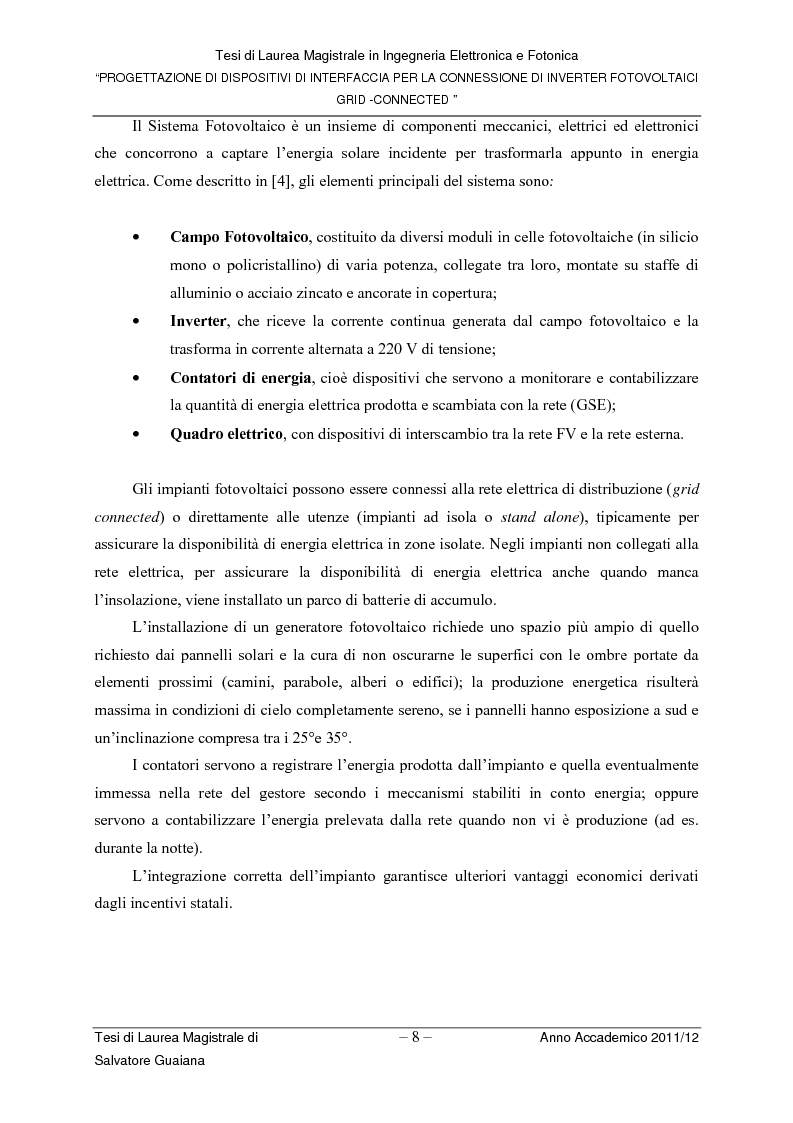 Anteprima della tesi: Progettazione di dispositivi di interfaccia per la connessione di inverter fotovoltaici grid-connected, Pagina 7