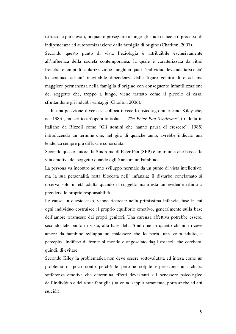 Anteprima della tesi: La sindrome di Pete Pan ed il Disturbo Narcisistico di Personalità - Proprietà Psicometriche della Peter Pan Scale (PPS), Pagina 7