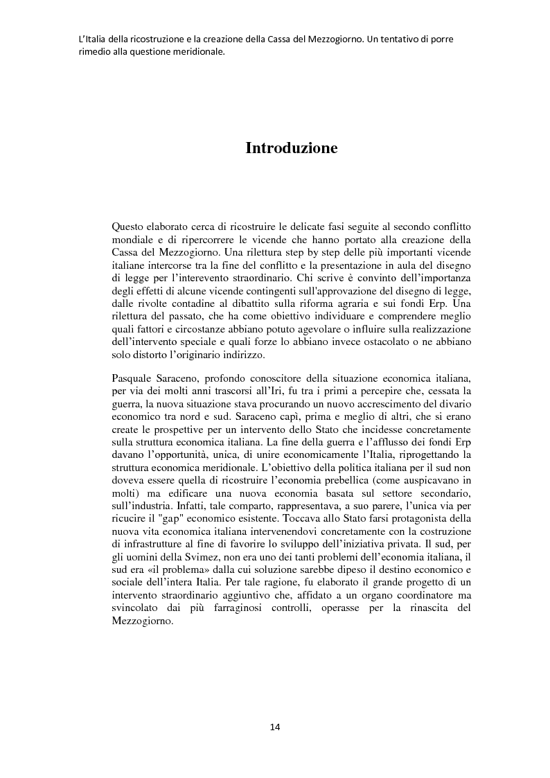 Anteprima della tesi: L'Italia della ricostruzione e la creazione della Cassa del Mezzogiorno. Un tentativo di porre rimedio alla questione meridionale., Pagina 6
