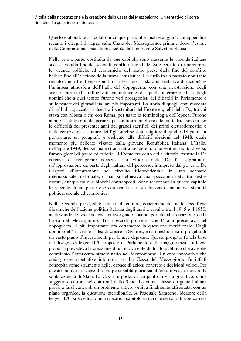 Anteprima della tesi: L'Italia della ricostruzione e la creazione della Cassa del Mezzogiorno. Un tentativo di porre rimedio alla questione meridionale., Pagina 7
