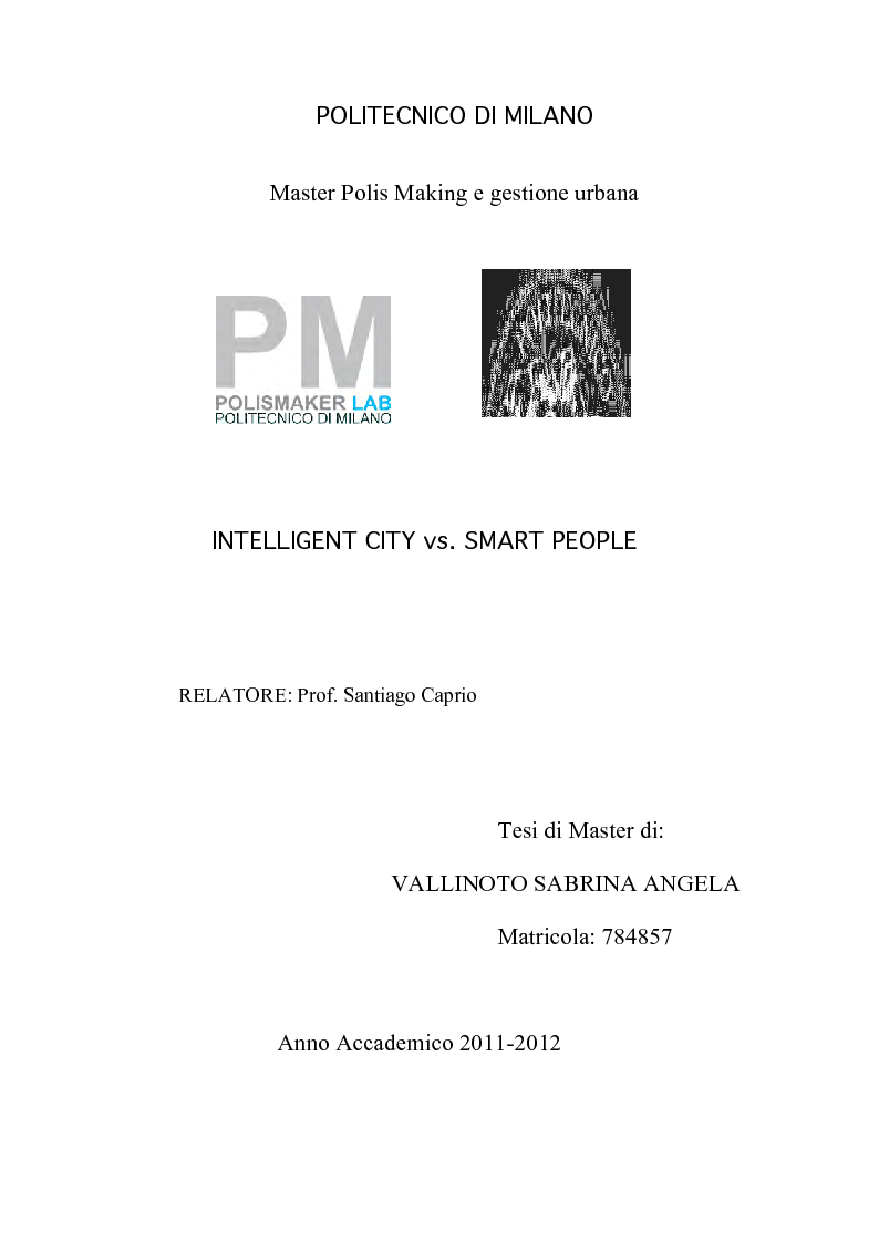 Anteprima della tesi: Intelligent City vs. Smart People, Pagina 1