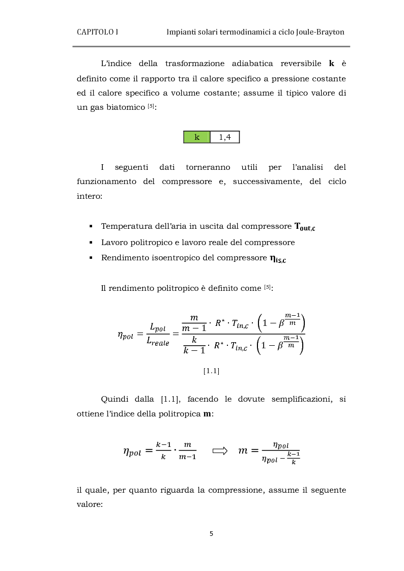 Anteprima della tesi: Analisi delle prestazioni di impianti solari termodinamici a ciclo Joule-Brayton, Pagina 6